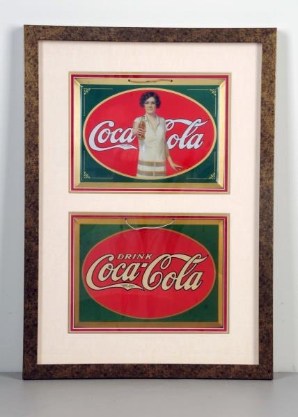 LOT OF 2: FRAMED COCA-COLA TIN SIGNS.             
