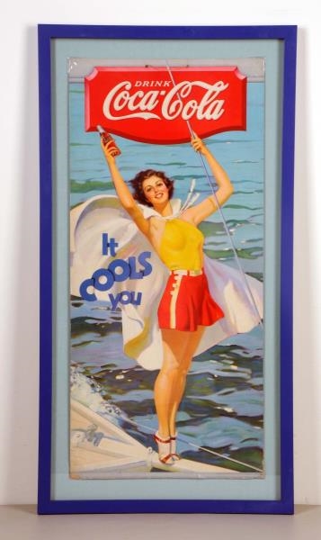 1936 COCA - COLA TALL CARDBOARD POSTER.           