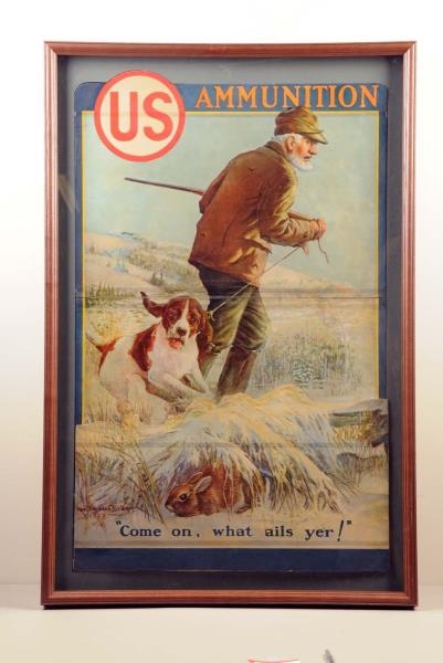 FRAMED 1929 U.S. AMMUNITION ADVERTISING SIGN.     
