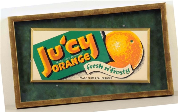 1940-50S JUCY ORANGE CELLULOID SIGN.             