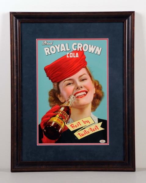 1940S ROYAL CROWN COLA CARDBOARD SIGN.           