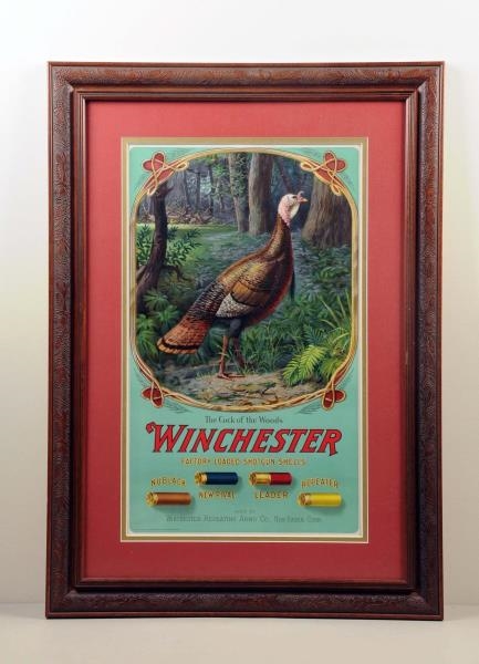 WINCHESTER "COCK OF THE WOODS" FRAMED POSTER.     