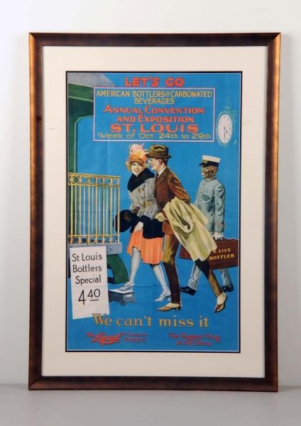RARE 1920S AM. SODA BOTTLERS CONVENTION POSTER.  