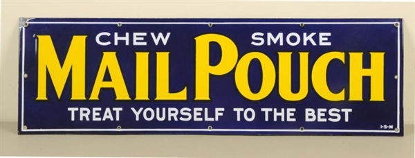 EARLY PORCELAIN MAIL POUCH TOBACCO SIGN.          
