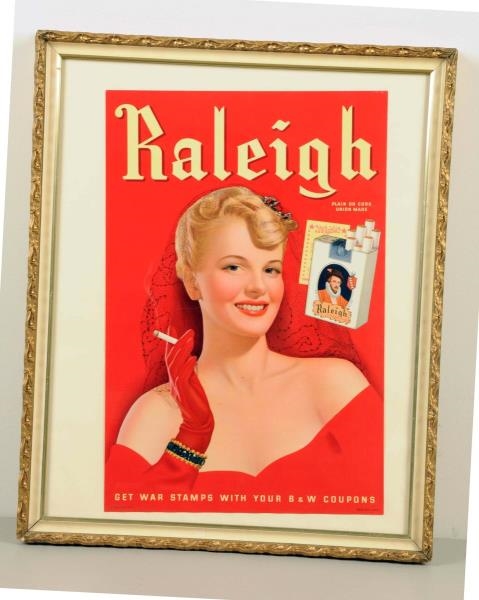 RALEIGH CIGARETTES WWII ERA PAPER ADV. POSTER.    