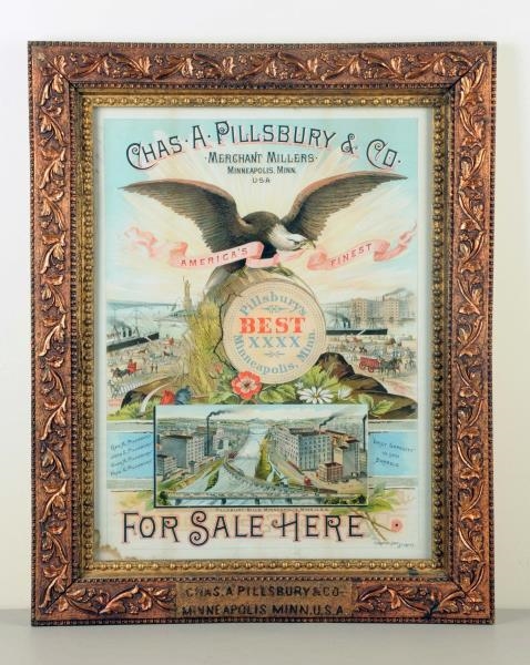 1880S PILLSBURY MILLS ADVE. POSTER IN ORIG. FRAME