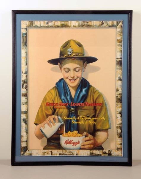 C. 1940 KELLOGGS CEREAL-BOY SCOUTS SIGN.         
