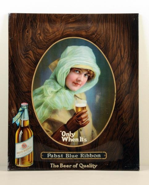 PABST BLUE RIBBON BEER TIN LITHOGRAPH SIGN.       
