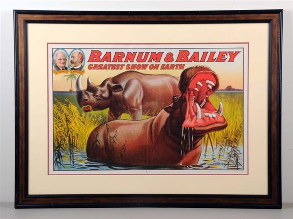 BARNUM & BAILEY CIRCUS POSTER - HIPPO & RHINO.    