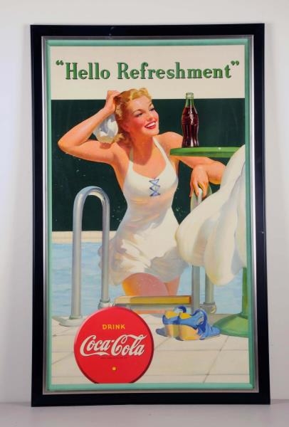 1942 LARGE VERTICAL COCA-COLA BATHING GIRL POSTER.