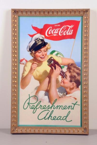 1952 SMALL COCA-COLA FRAMED POSTER.               