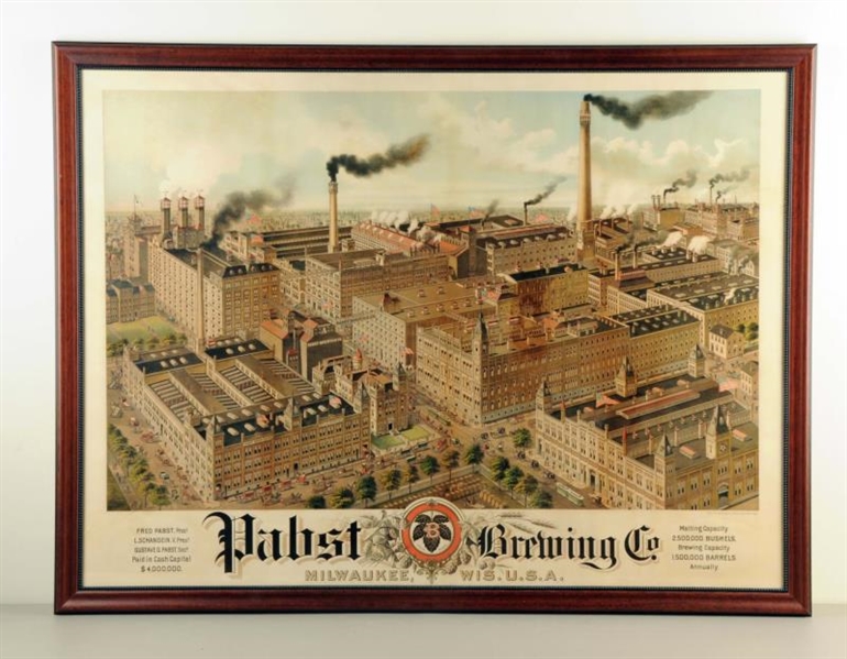 PABST BREWING CO. LITHOGRAPH SIGN.                