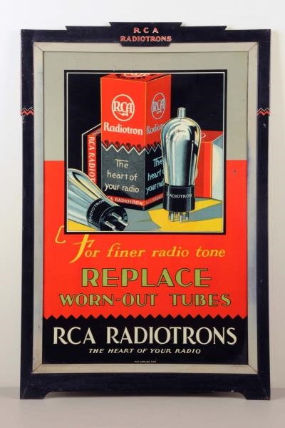 SELF FRAMED TIN LITHO RCA RADIOTRONS ADV. SIGN.   