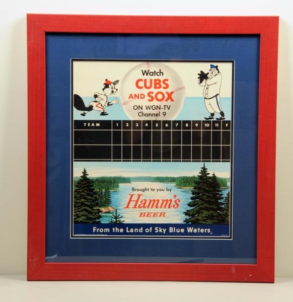 HAMMS BREWERY CHICAGO CUBS AND WHITE SOX SIGN.   