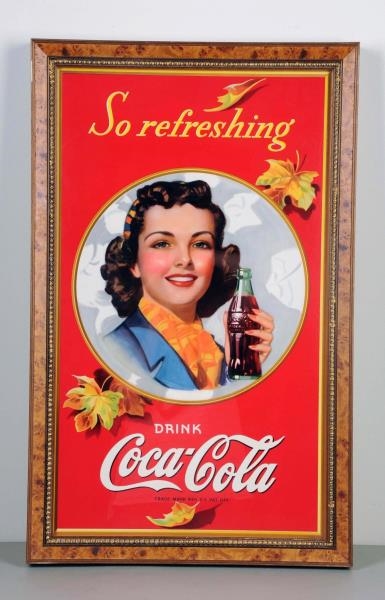 STUNNING 1940S COCA - COLA SMALL FRAMED POSTER.   
