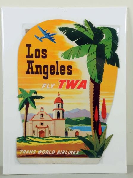 TWA LOS ANGELES DIECUT EASEL BACK ADV. SIGN.      