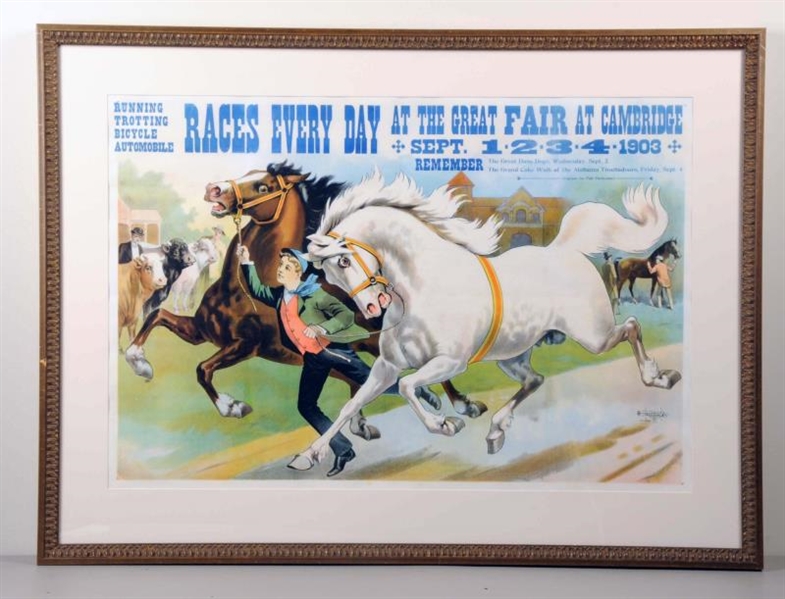 1903 HORSE RACING POSTER-CAMBRIDGE NY             