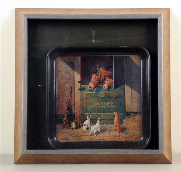 HORSE STABLE TIN LITHO ADVERTISING TRAY.          