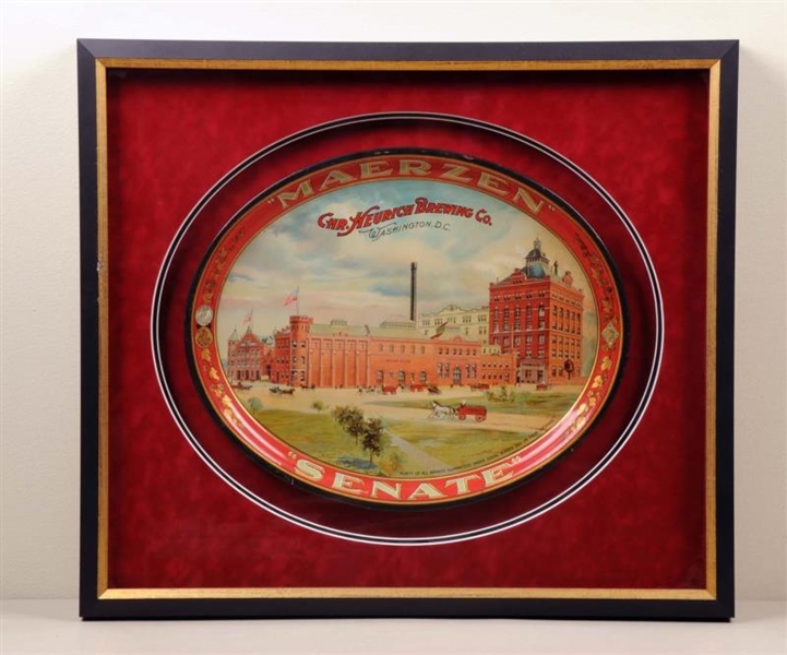 CHR. HEURICH BREWING TIN LITHOGRAPH TRAY.         