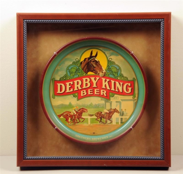 DERBY KING BEER TIN LITHOGRAPH ADVERTISING TRAY.  