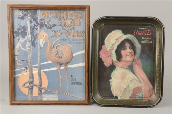 LOT OF 2: EARLY COCA COLA BETTY TRAY & SHEET MUSIC