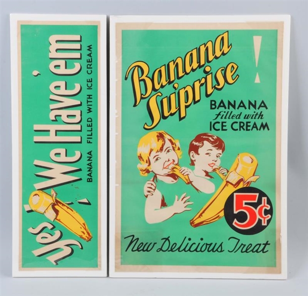LOT OF 2: BANANA SURPRISE PAPER POSTER.           