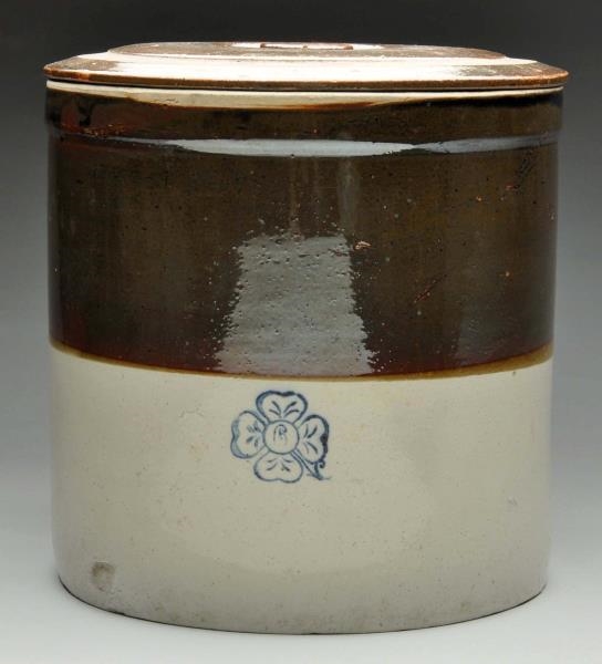 STONEWARE CROCK WITH LID.                         