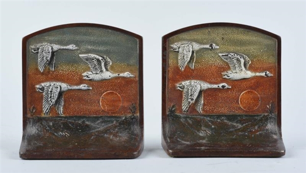 CAST IRON FLYING GEESE BOOKENDS.                  