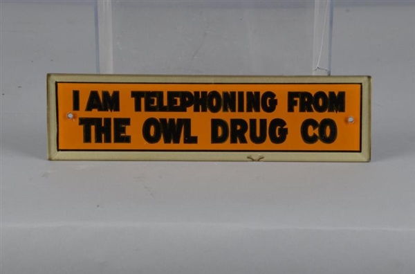 OWL DRUG REVERSE PAINTED GLASS ADVERTISING SIGN   