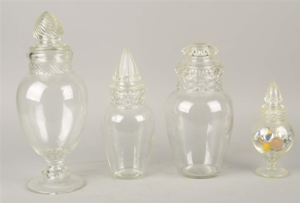 LOT OF 4: URN SHAPED CANDY JARS AND LIDS          