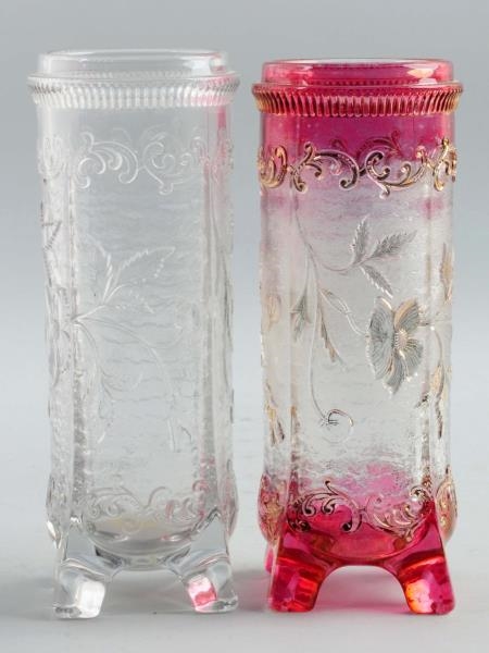 LOT OF 2: GLASS STRAW HOLDERS.                    