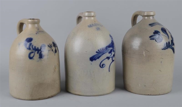 LOT OF 3: VARIOUS TWO-GALLON STONEWARE JUGS       