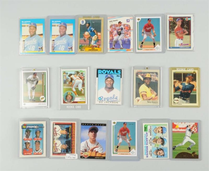 LOT OF 17: MOSTLY ROOKIE BASEBALL CARDS.          