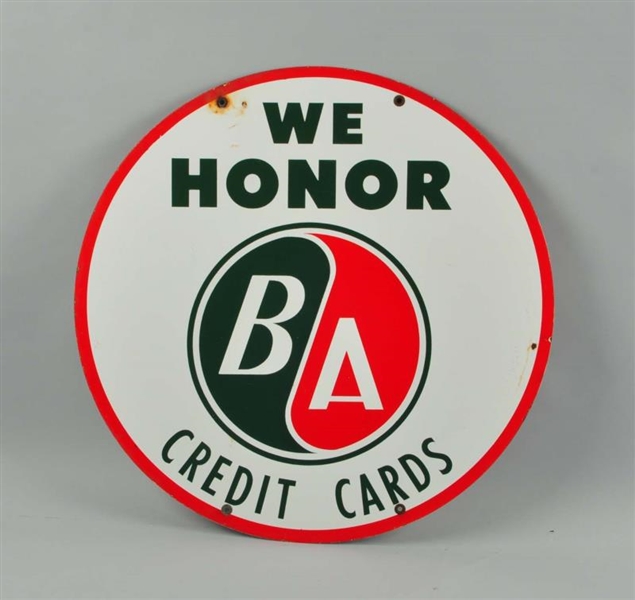 BA CREDIT CARD DOUBLE SIDED PORCELAIN SIGN.       