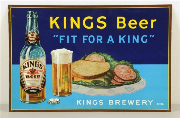 KINGS BEER TIN LITHOGRAPH SIGN.                   