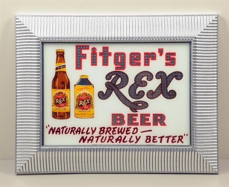 FITGERS REX BEER REVERSE GLASS ADVERTISING SIGN. 