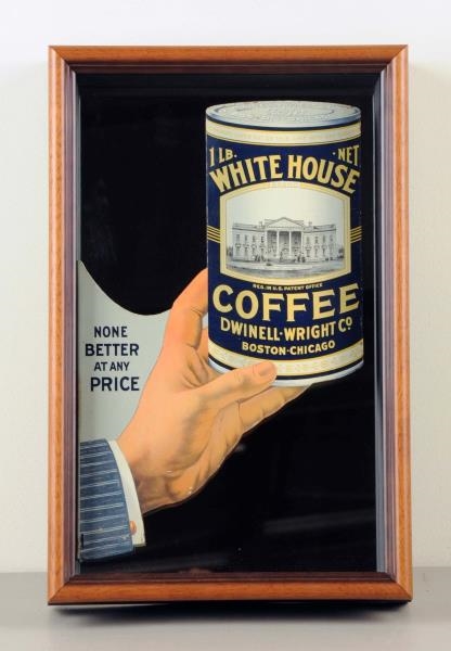 WHITE HOUSE COFFEE TIN DIECUT FLANGE SIGN.        