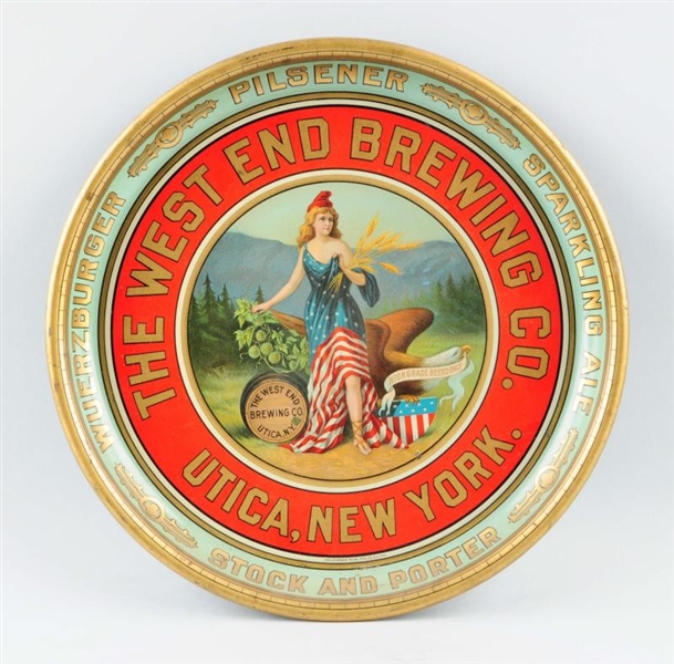 EARLY WEST END BREWING CO. TIN SERVING TRAY.      