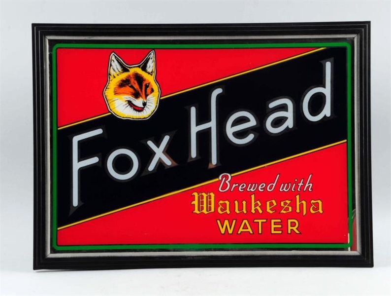 1930S-40S FOX HEAD BEER REVERSE GLASS LIGHTED SIGN
