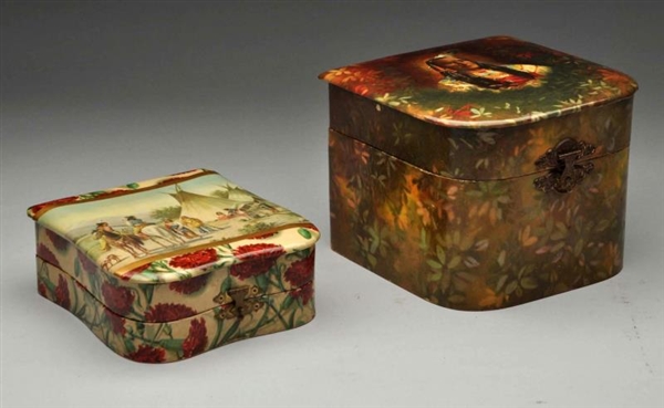 2 CELLULOID DRESSER BOXES WITH NATIVE AMERICANS.  