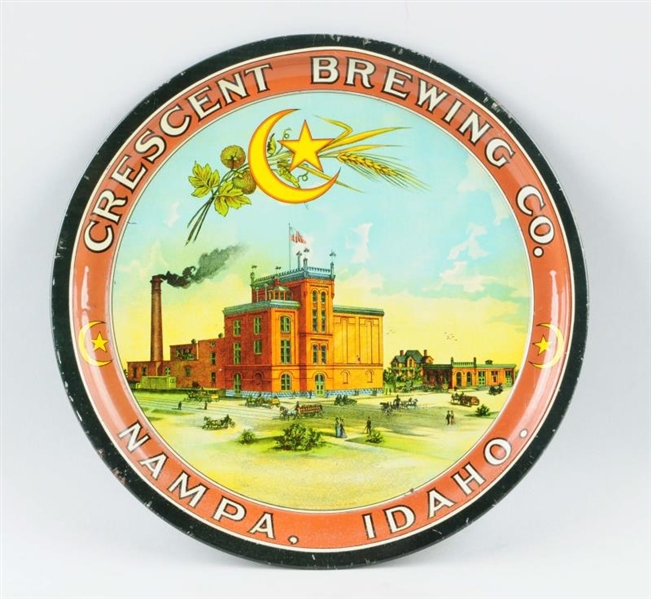 CRESCENT BREWING CO. TIN SERVING TRAY.            