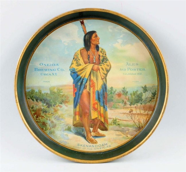 EARLY ONEIDA BREWING CO. TIN SERVING TRAY.        