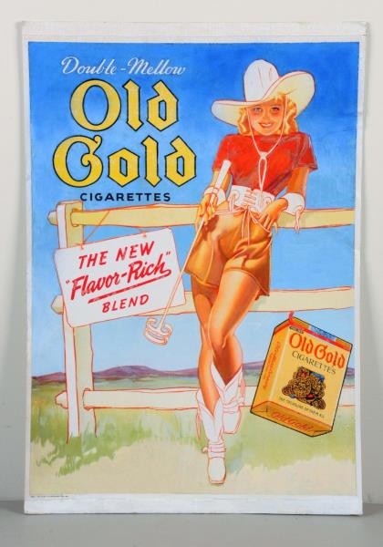 1940S OLD GOLD CIGARETTES CARDBOARD POSTER.       