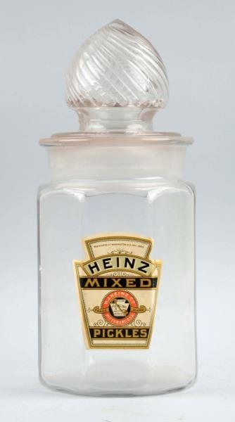 EARLY HEINZ MIXED PICKLES CANISTER WITH LID.      