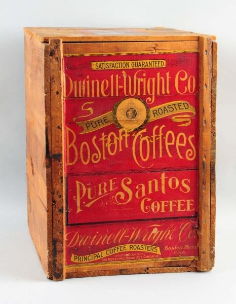 LARGE EARLY DWINELL WRIGHT COFFEE SHIPPING CRATE. 