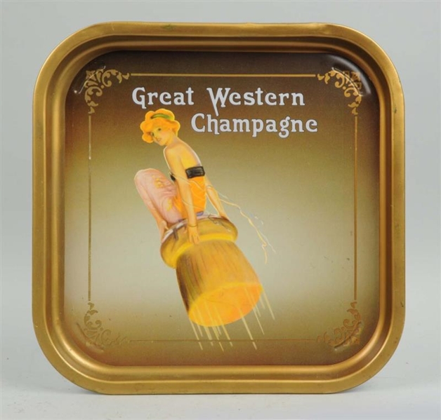 GREAT WESTERN CHAMPAGNE TIN TRAY.                 