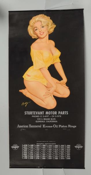 1950S PINUP GIRL CALENDAR STURTEVANT MOTOR PARTS.