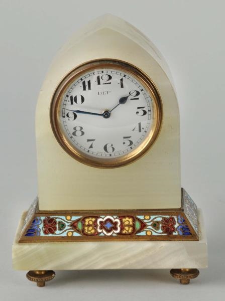 SMALL MARBLE CLOCK WITH ENAMEL.                   