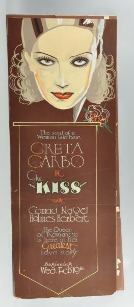 "THE KISS" GRETA GARBO HANDPAINTED SIGN.          
