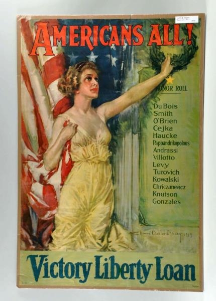 1919 WWI "AMERICANS ALL" POSTER.                  